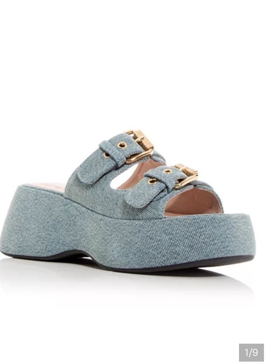 Moschino Shoes - Moschino Buckle Platform Slides
Denim Blue with Gold Hardware
Size EU 41 / US 10
